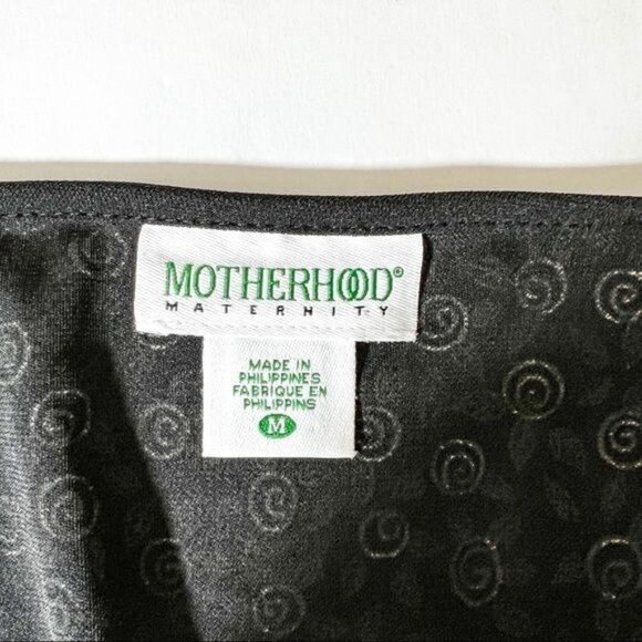 Floral Print Maternity Dress V Neck Black Tan Career Faux Wrap Babydoll Size M - Picture 8 of 8